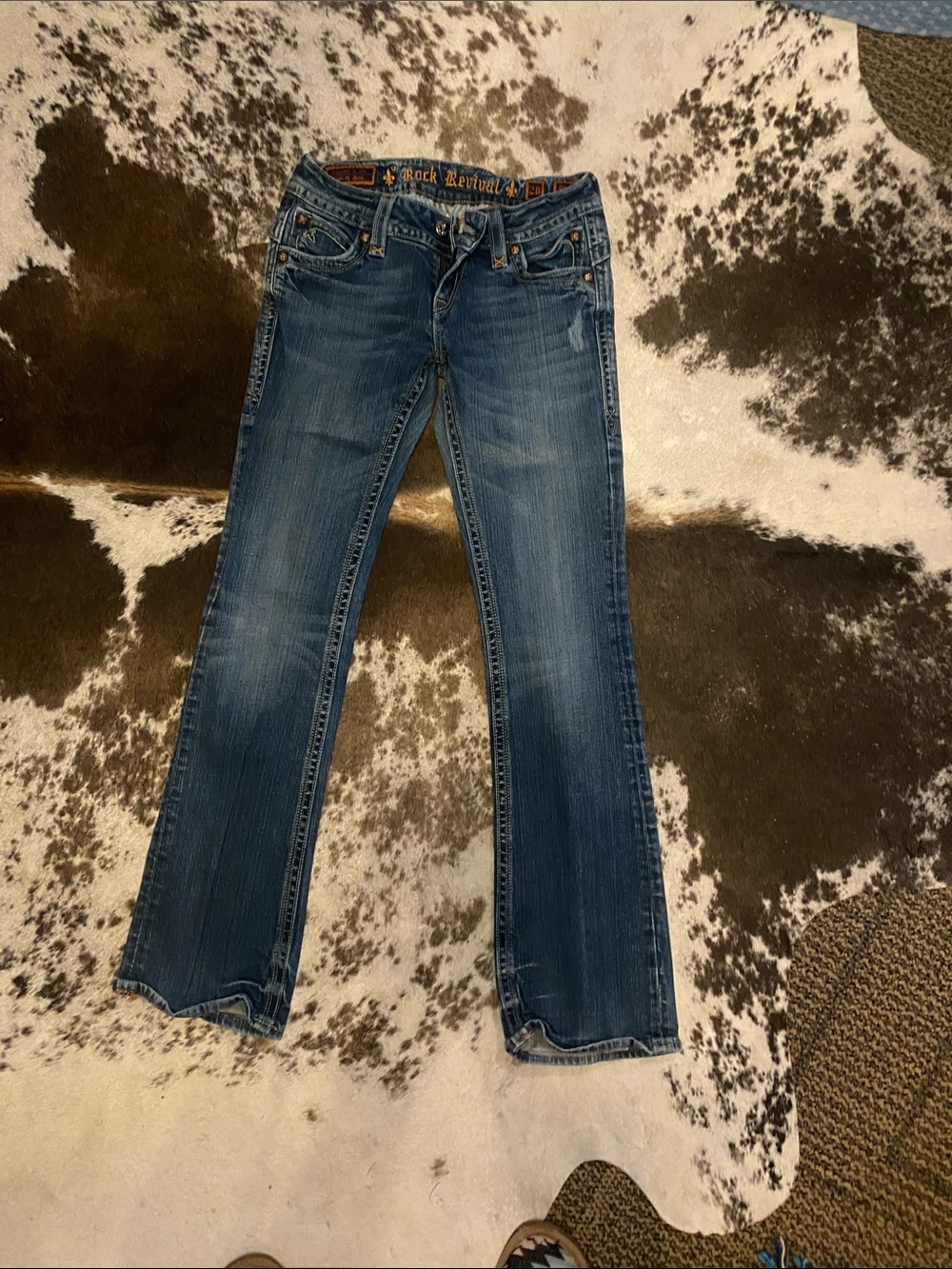 Rock Revival Women's Medium Blue Bootcut Jeans with Light Fading